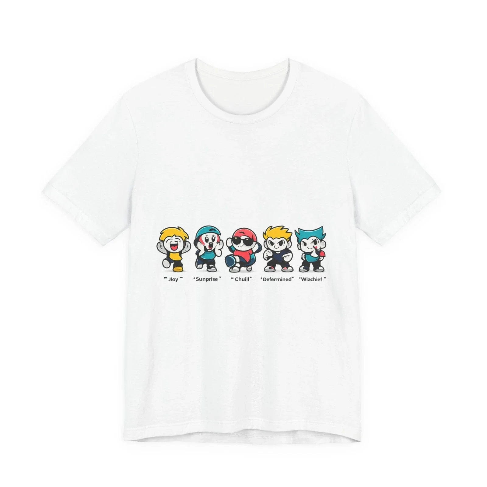 Mood Face Cartoon Tee | bold outline kawaii, emoji cartoon