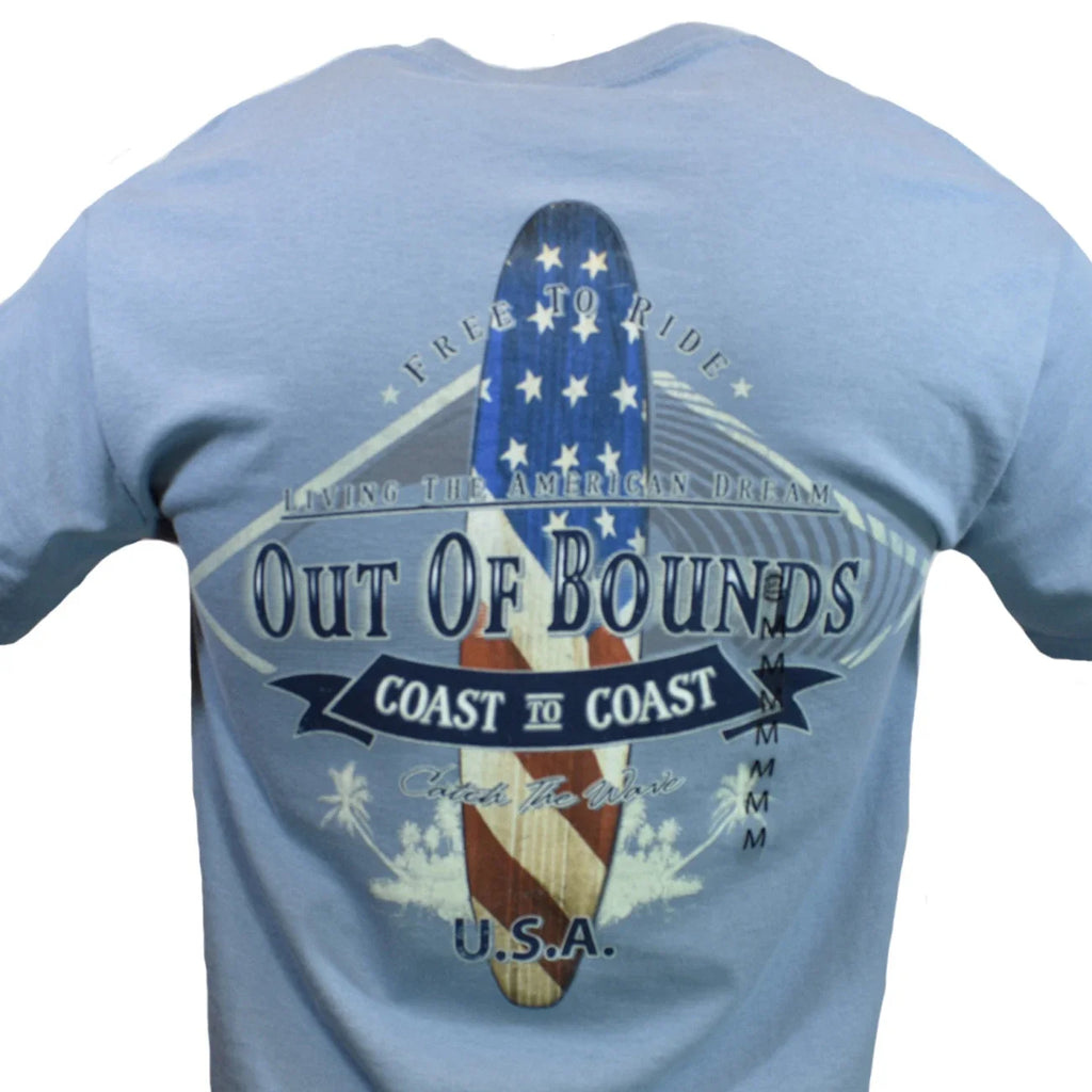 Men's T Shirt-Free to Ride -"Out of Bounds" Living A Dream Coast to Coast-NEW