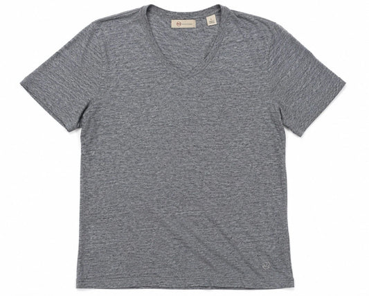 AG Adriano Goldschmied Gray Slub V Neck T Shirt Mens Large Short Sleeve