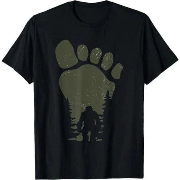 T-shirt for men Sasquatch Bigfoot In The Forest Footprint T-Shirt funny graphic
