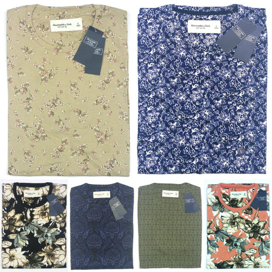 Abercrombie & Fitch T-Shirt Crew neck Short Sleeve Floral Geometric Damask