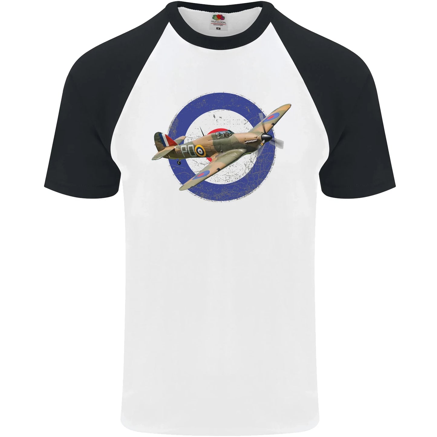 Hawker Hurricane With RAF Ensign Mens S/S Baseball T-Shirt