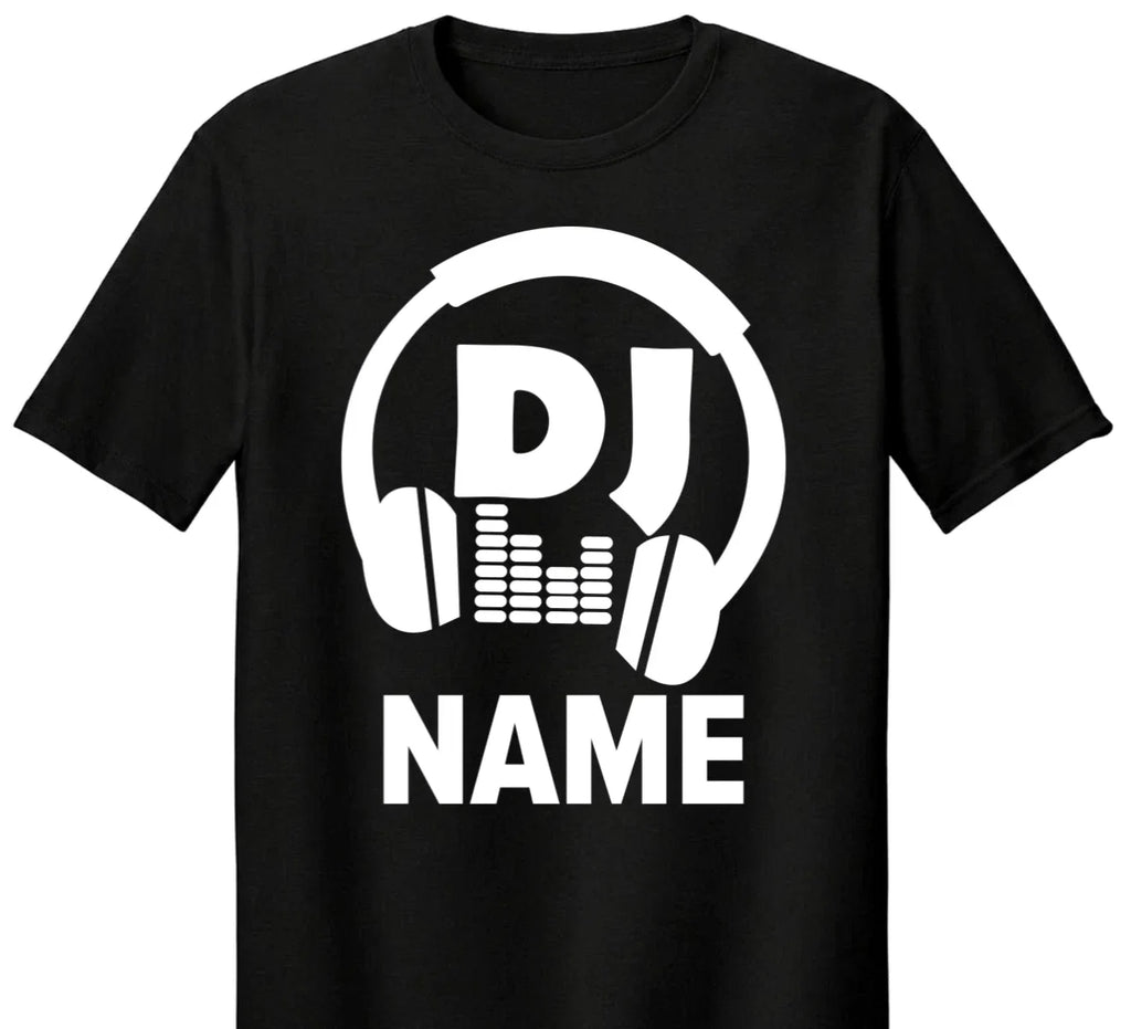 Custom DJ Name T Shirt Personalised Headphones Music Lover Gift for Him DJ Tee