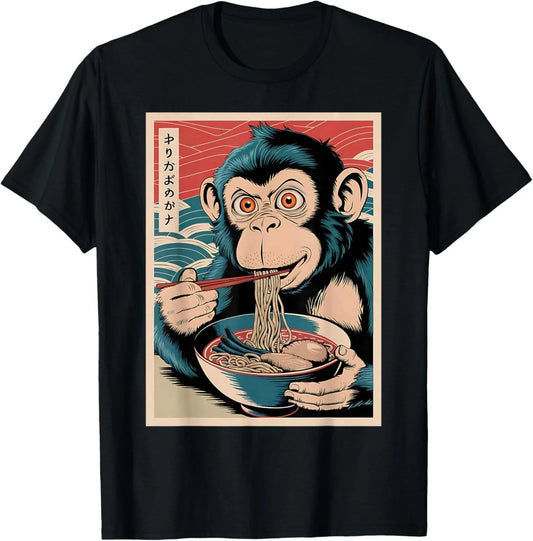 Ramen Japanese Funny Kawaii Monkey Graphic Mens Gifts Anime T-Shirt