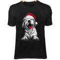 Christmas Dog Line Art - Cute Minimalist with Santa Hat in Festive Kawaii Style
