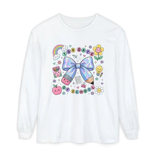 Back to School bow illustration Long Sleeve T-Shirt | kawaii school icons