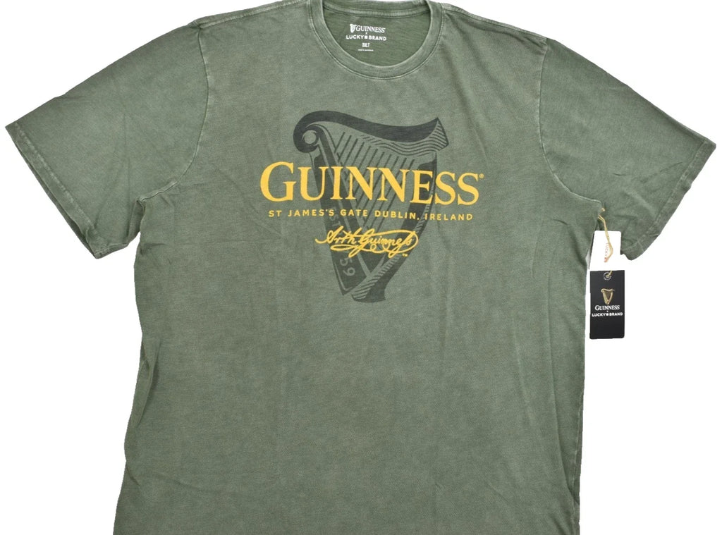 Lucky Brand Men's Guinness Harp Tee Short Sleeve Green Crew Neck Size 3XLT NEW