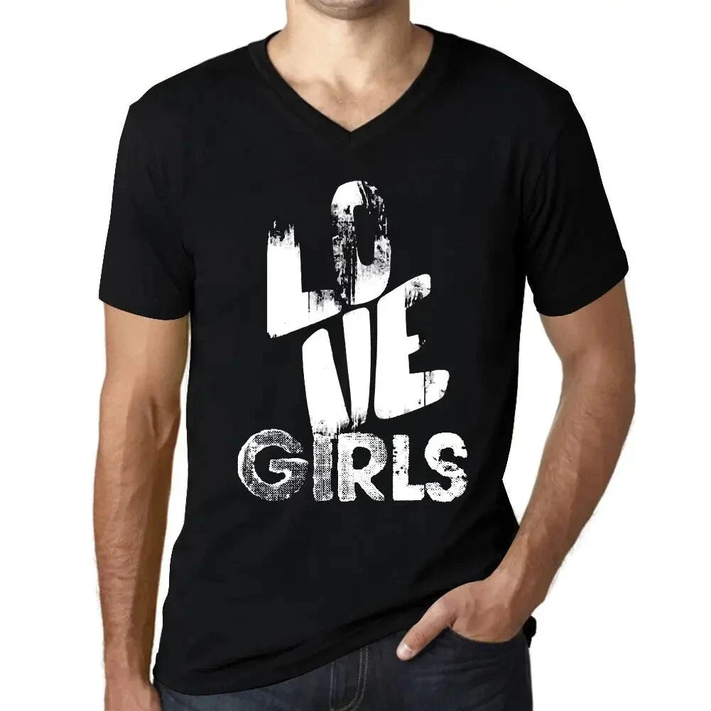 Men's Graphic T-Shirt V Neck Love Girls Eco-Friendly Limited Edition