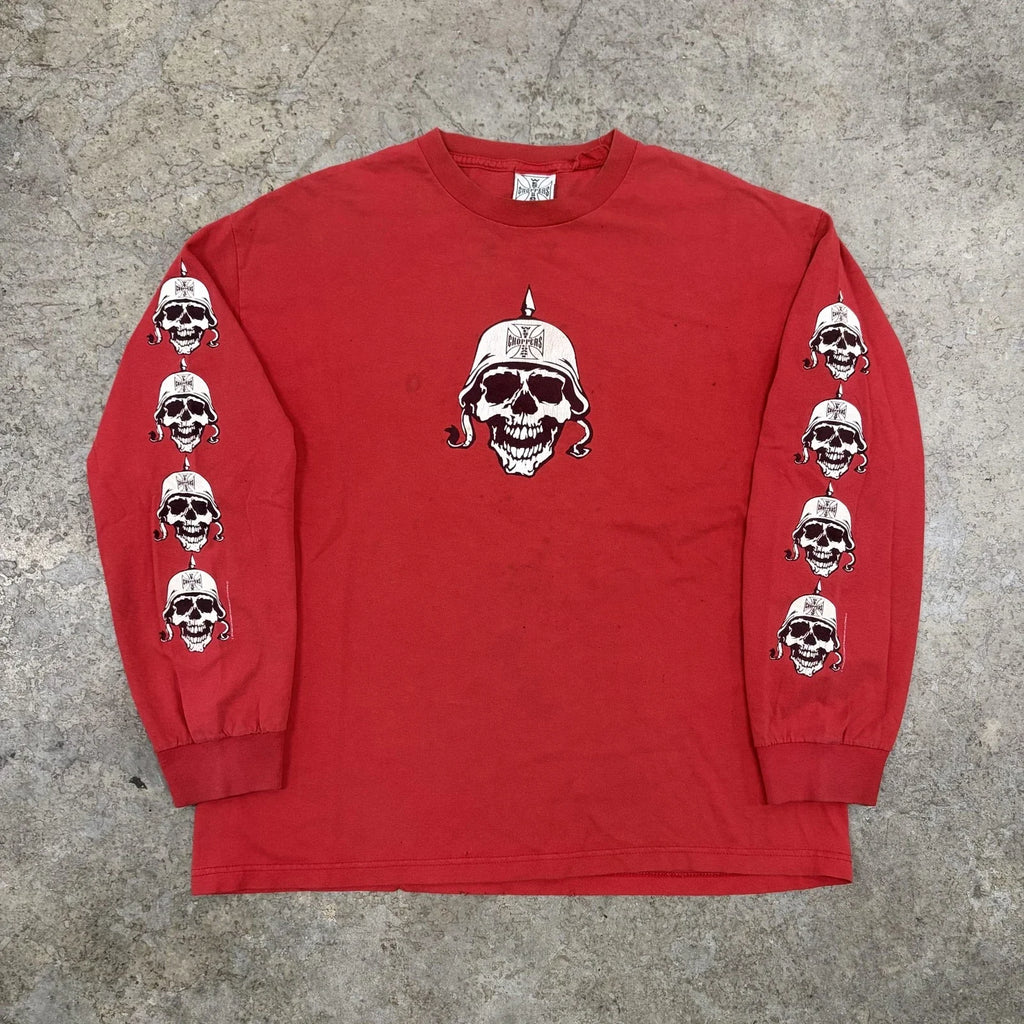 Vintage West Coast Choppers Shirt Mens XL Red Skull Helmet Biker Motorcycle 2003