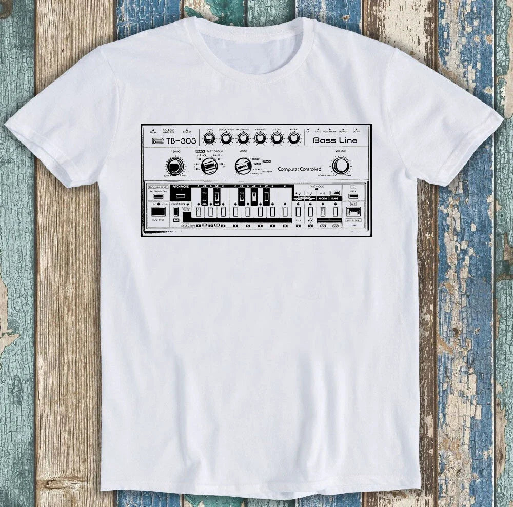 Bass Line TB-303 Inspired Moog 909 Acid Music Funny Top Gift Tee T Shirt M1324