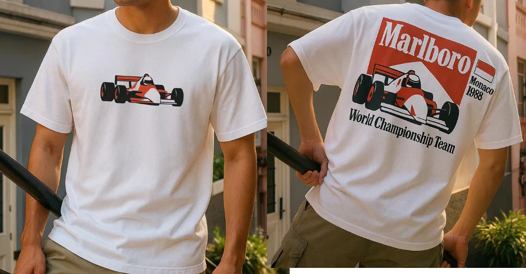 Vintage McLaren Marlboro F1 Racing T Shirt Red Logo Graphic Tee Retro S-5XL