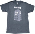 Doctor Who New Adult T-Shirt - Line Drawn Tardis Under Name