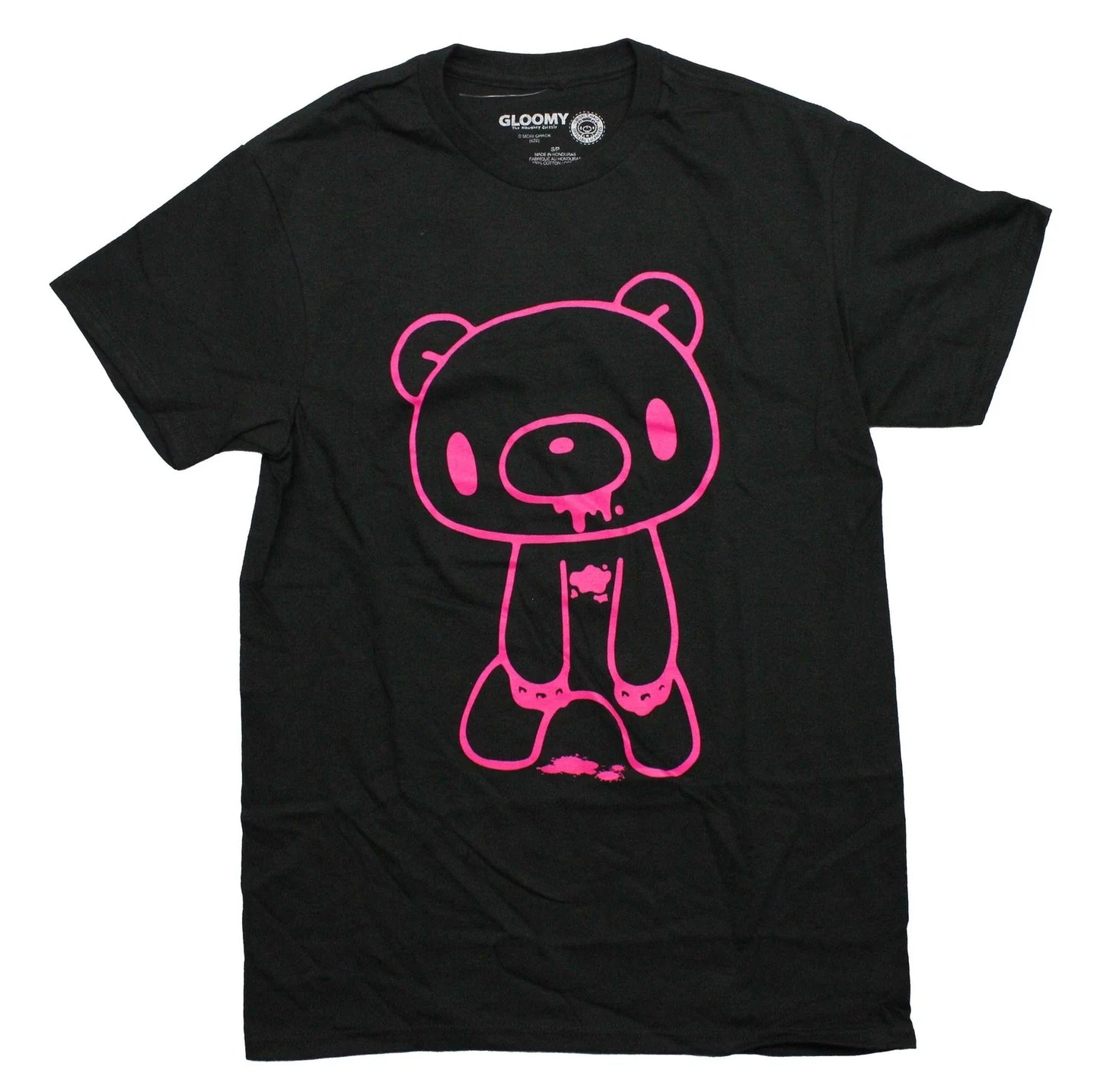 GloomyBear New Adult T-Shirt -  Hot Pink Bloody Bear Outline Image