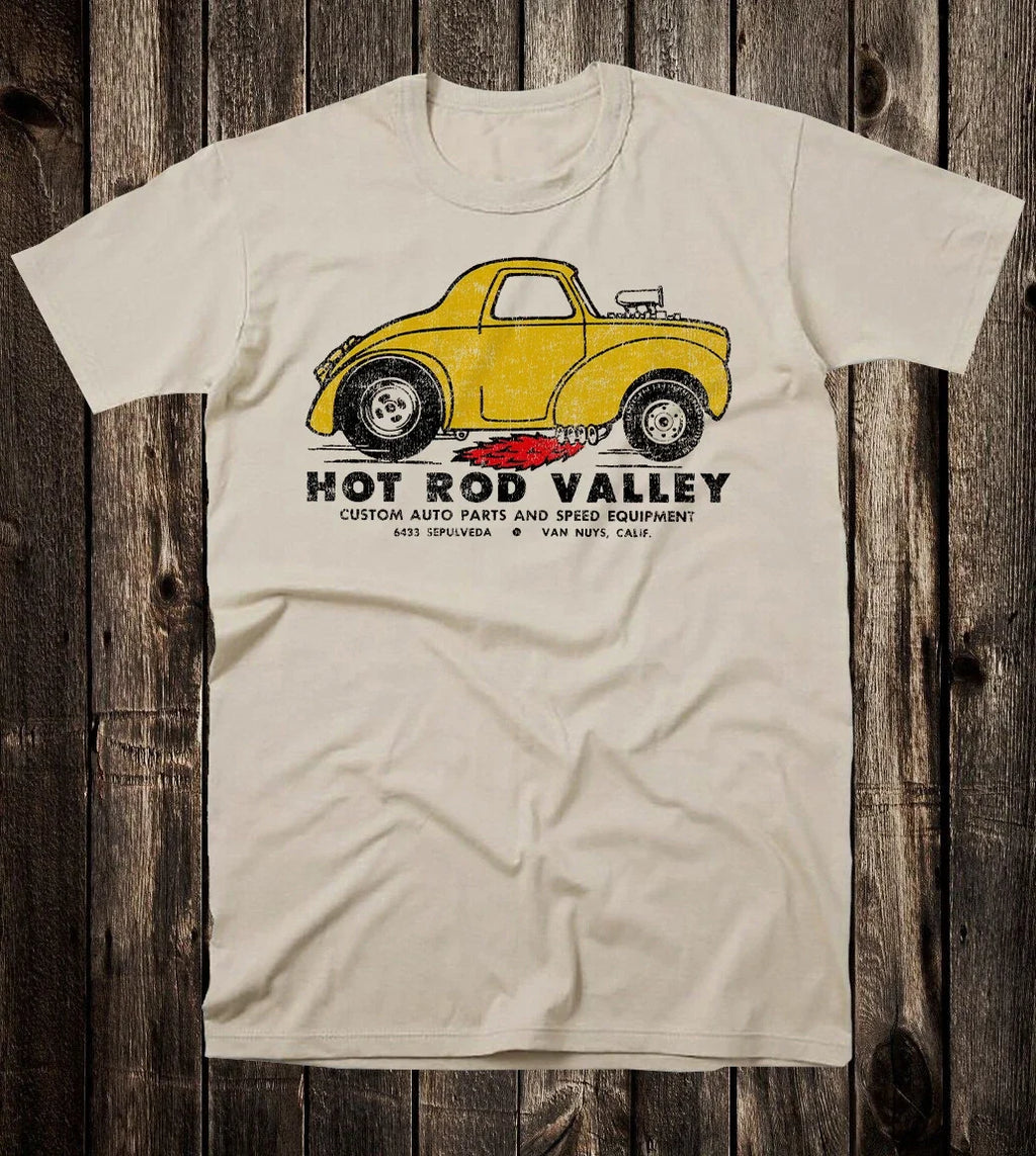Retro Hot Rod Tee T Shirt Drag Race Racing Valley Custom Auto Parts Speed Shop