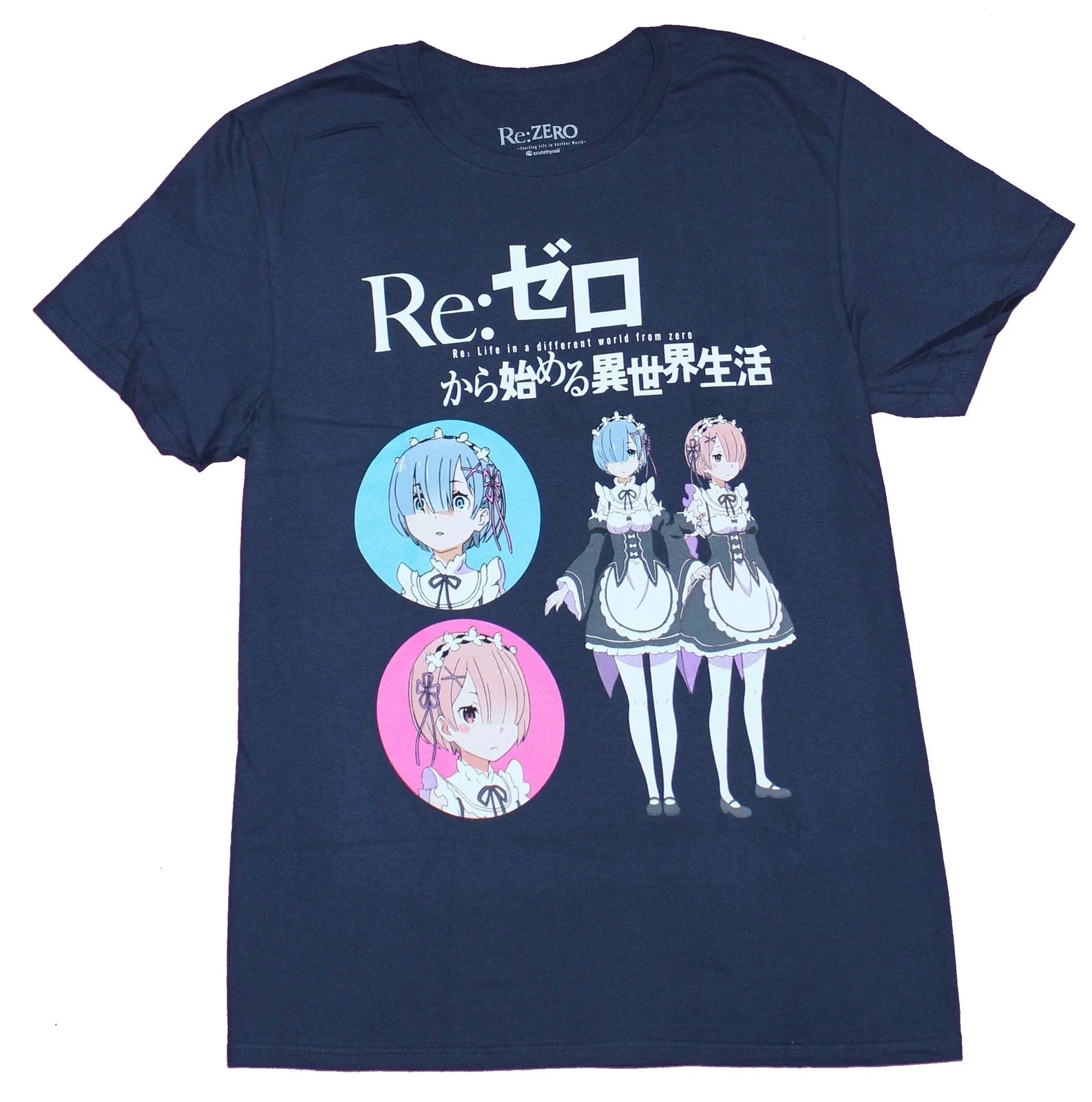 Re Zero Adult New T-Shirt - Rem and Ram Maid Outfits & Circle Faces