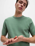 Marks & Spencer Mens Cotton Short sleeved Crew T-shirt in Bayleaf - M&S