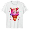 Sweet Happy Kawaii Ice Cream Dessert Womens T-Shirt Kawaii Food Dessert Birthday