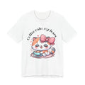 T-shirt Coffee Calms My Fears Cat tee | Cute Kawaii Cat with Coffee