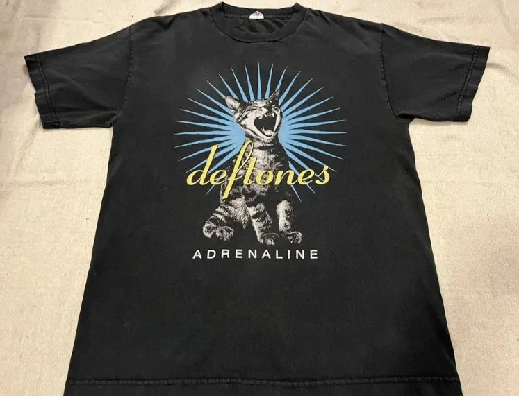 Deftones - Adrenaline Cat 1996 Band Black Short Sleeve Unisex Tshirt