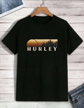 Hurley Graphic Tee Vintage Style Sunset Forest Trees T-Shirt Cotton Unisex