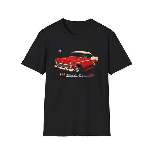 1956 Chevy Bel Air T-Shirt – Classic Red & White Hot Rod Graphic Tee