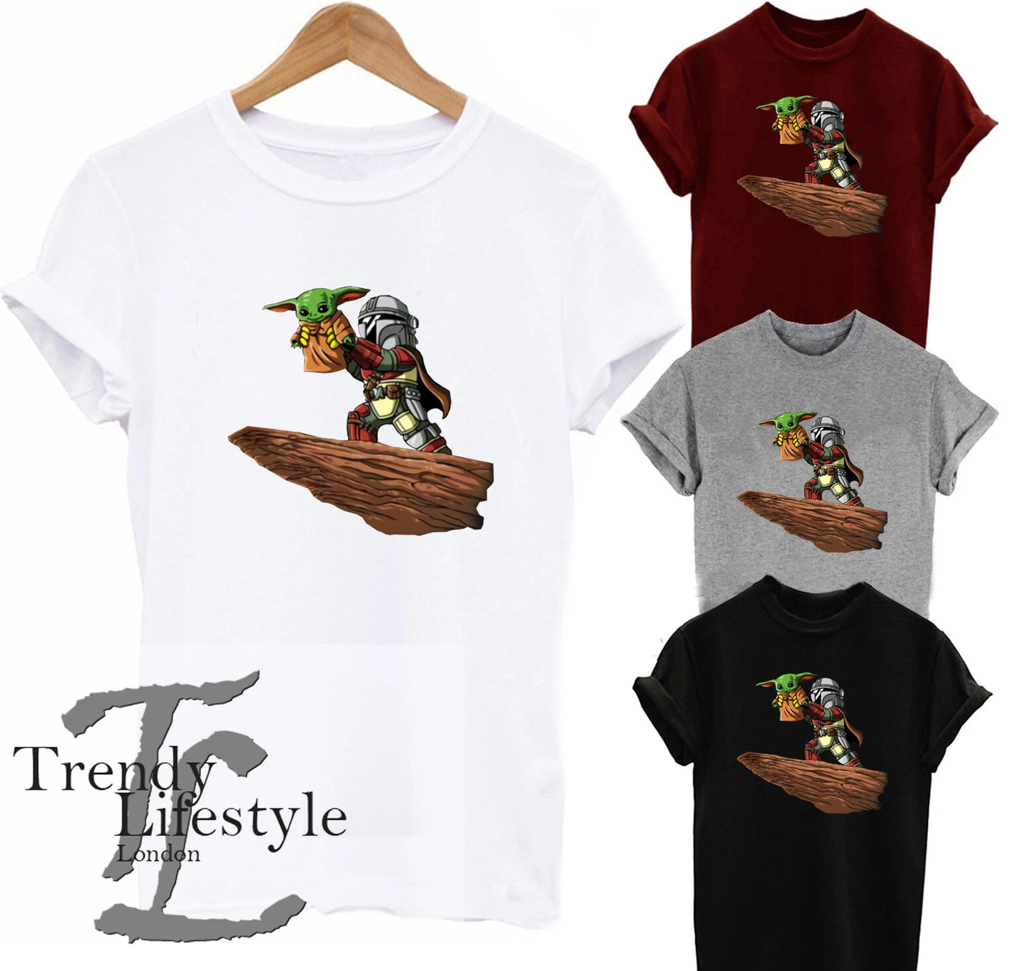 BABY YODA MANDALORIAN BOBA FETTJEDI LION KING STAR WARS MENS KIDS UNISEX T-SHIRT