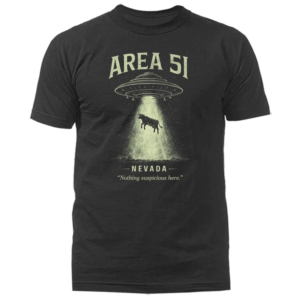Area 51 UFO Alien Abduction Cow Nevada Sci Fi Humor T-Shirt