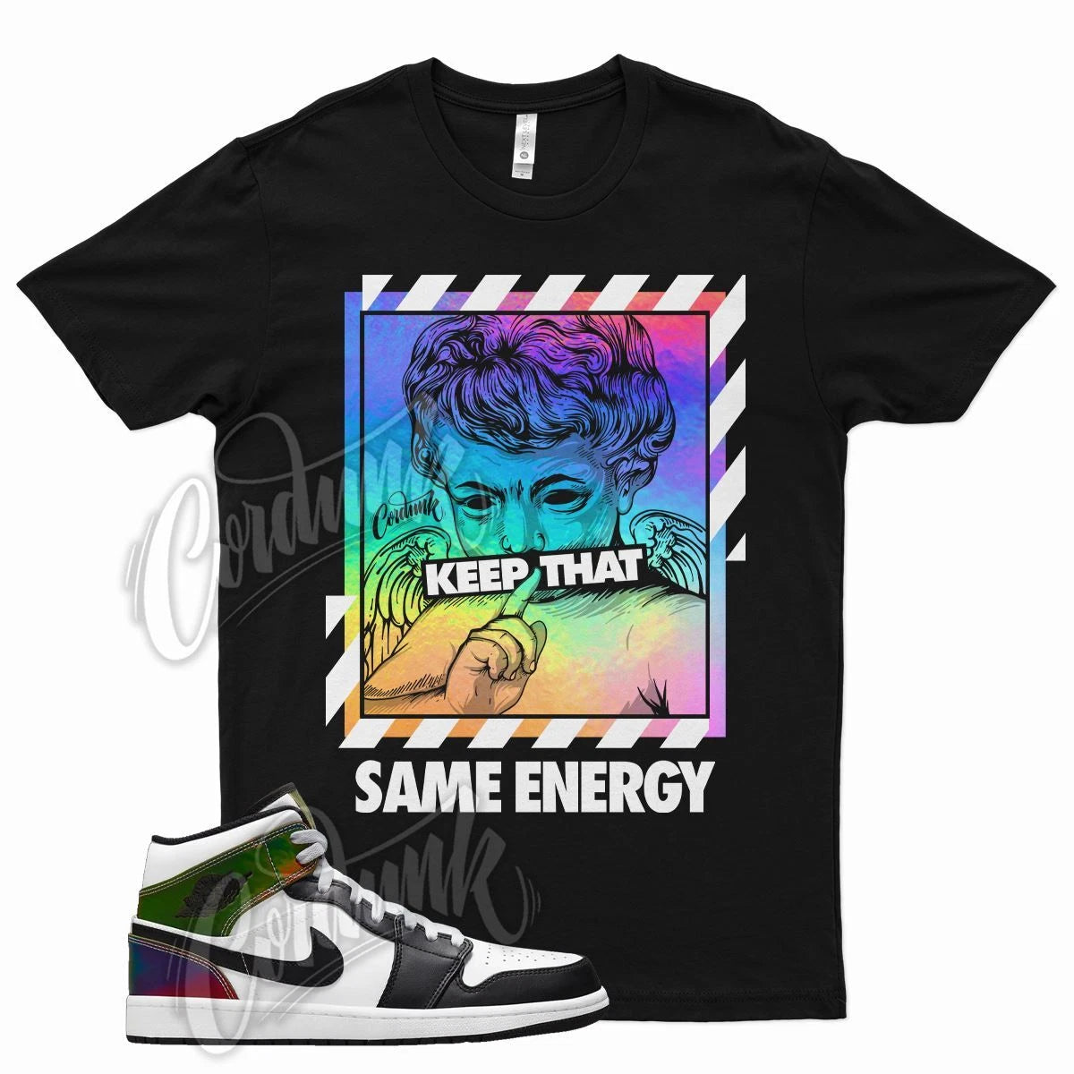 Black ENERGY T Shirt for Air J1 1 Color Change Heat Reactive Hologram Black