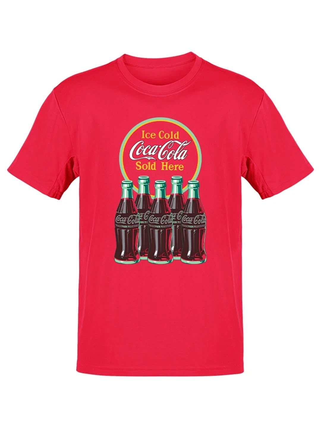 Coca-Cola Official Licensed Retro Ice Cold Bottles Sign Logo Men's T-shirt