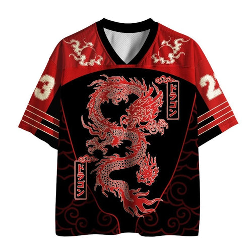 Auspicious Dragon Cloud Printed Jersey Shirts