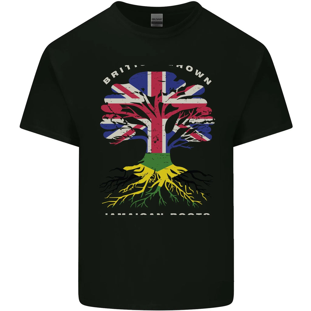British Grown Jamaican Roots Jamaica Flag Mens Light Cotton T-Shirt