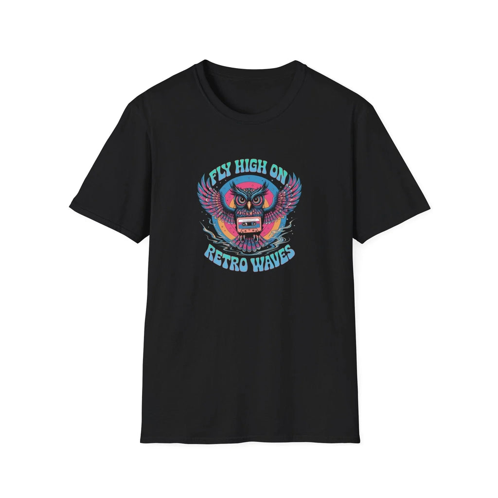 Retro Owl Graphic "Fly High" Softstyle T-Shirt, Vintage Vibe Tee, Casual Wear