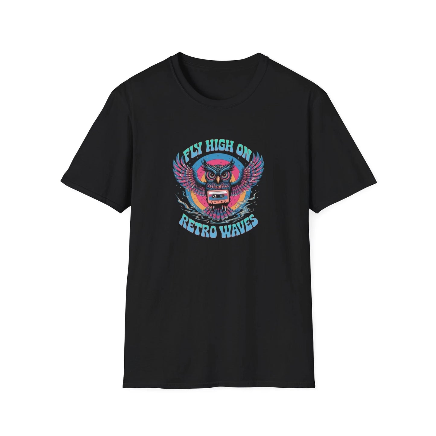 Retro Owl Graphic "Fly High" Softstyle T-Shirt, Vintage Vibe Tee, Casual Wear