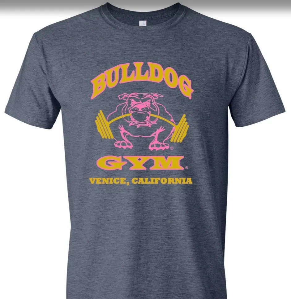 Bulldog Gym Venice California Workout Bodybuilding Navy / Vintage Gold T-Shirt
