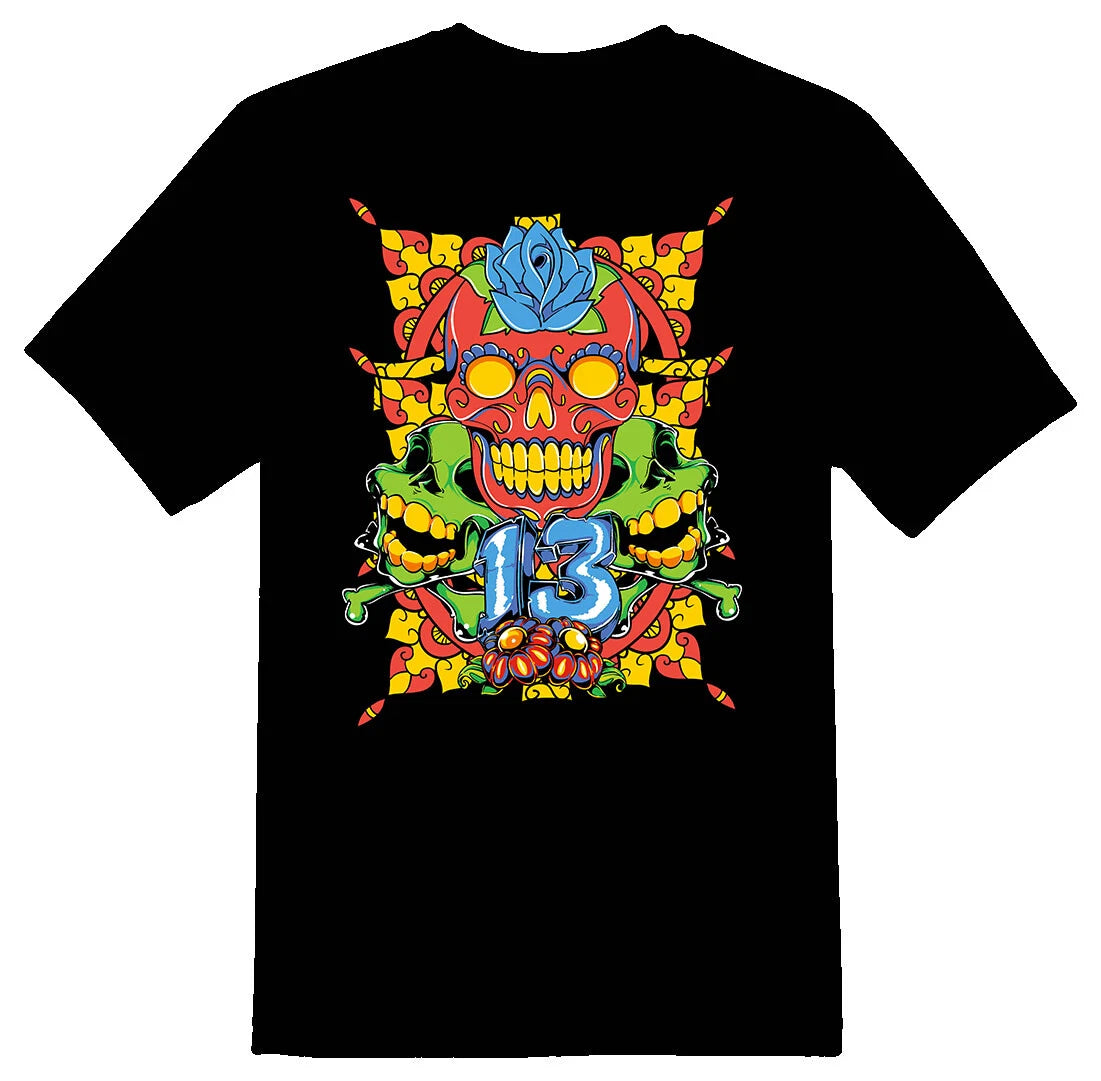 Day Of The Dead Lucky 13  black or white tee