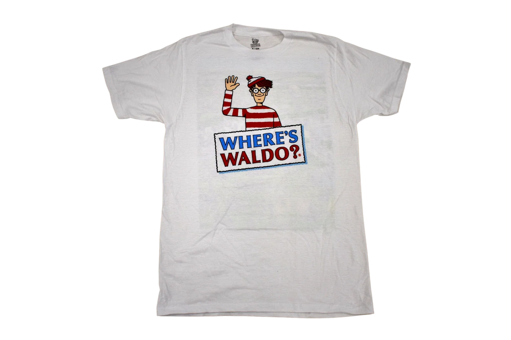 Where's Waldo Mens 2-Sided White Tee Shirt New S, M, L, XL