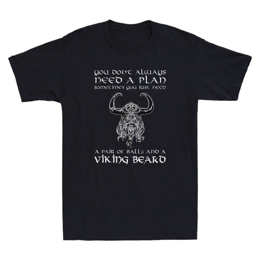You Don't Always Need A Plan Horror Viking Funny Quote Vintage Men's T-Shirt Tee