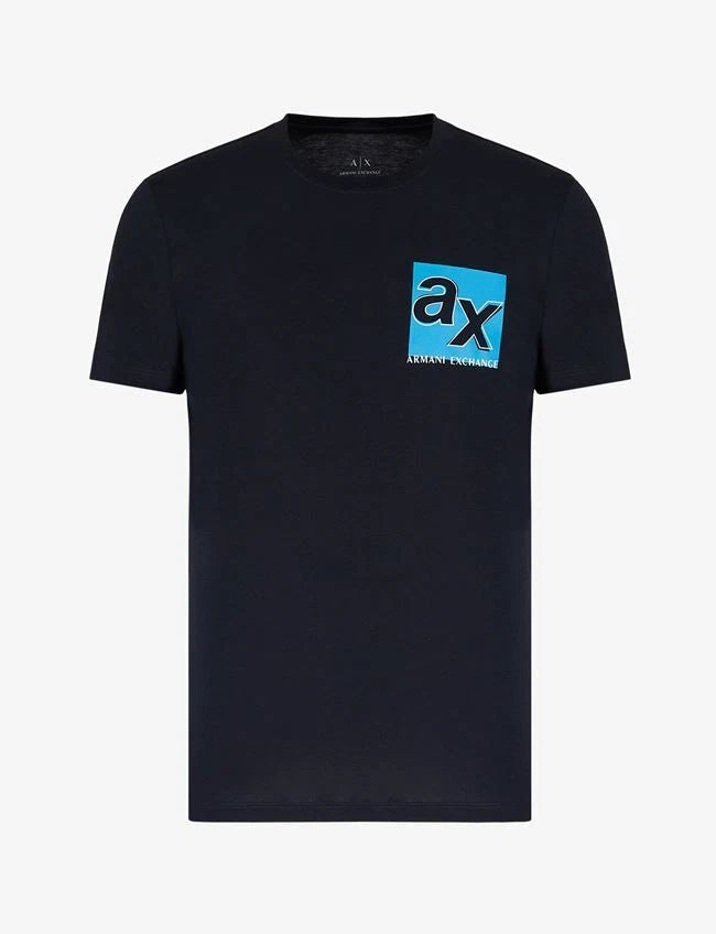 A|X Armani Exchange Men's Pima Cotton a | X Logo Short Sleeve Shirt, Navy, L.
