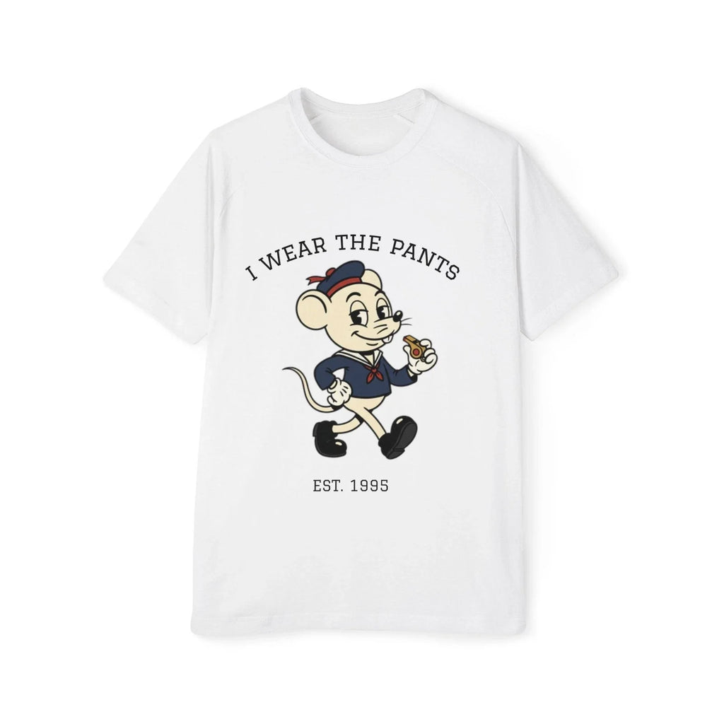 I Wear The Pants mouse illustration T-Shirt | 'unless i forgot them' back print