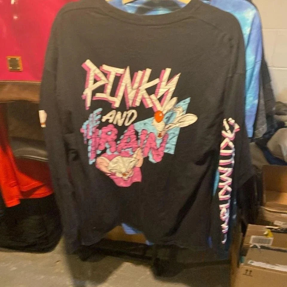 Pinky and the Brain Long Sleeve Tee Large Black 90s Retro Animaniacs Mens Shirt
