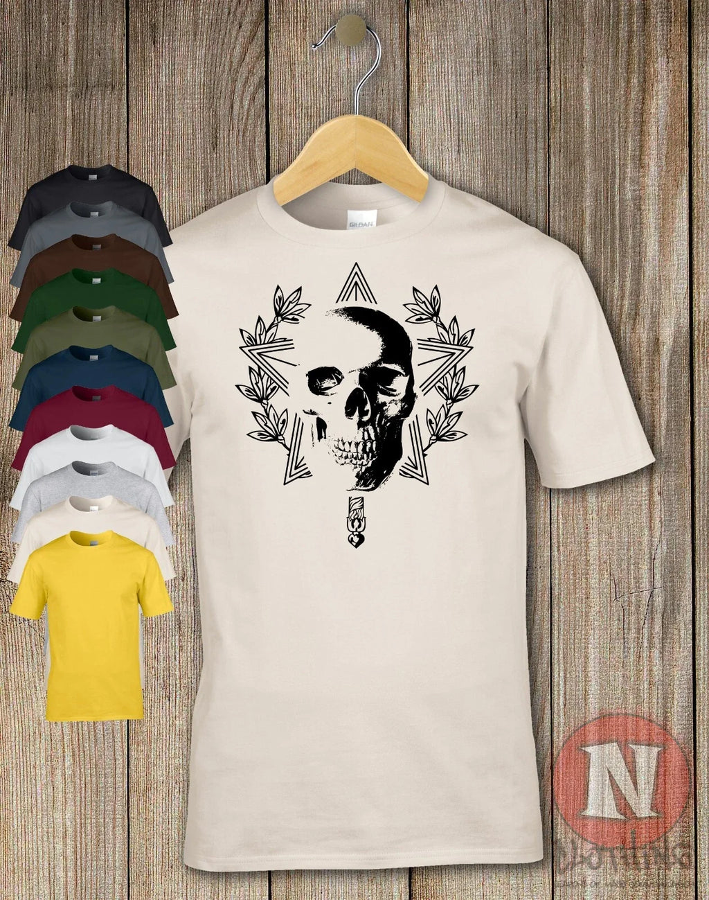 Grunge Skull Star Wreath T-Shirt Classic Tattoo Festival Wear Cool