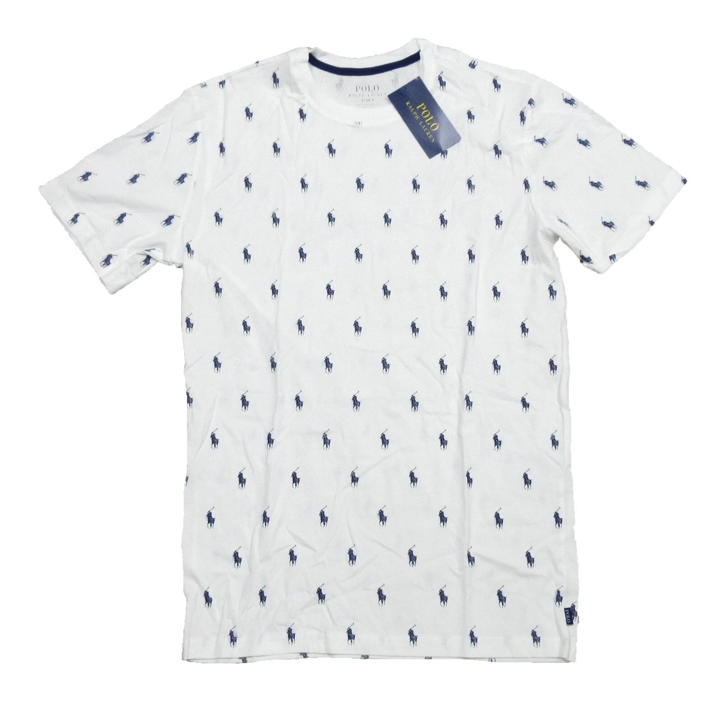 Polo Ralph Lauren Men's White All Over Pony Logo Graphic Crew-Neck Sleep T-Shirt
