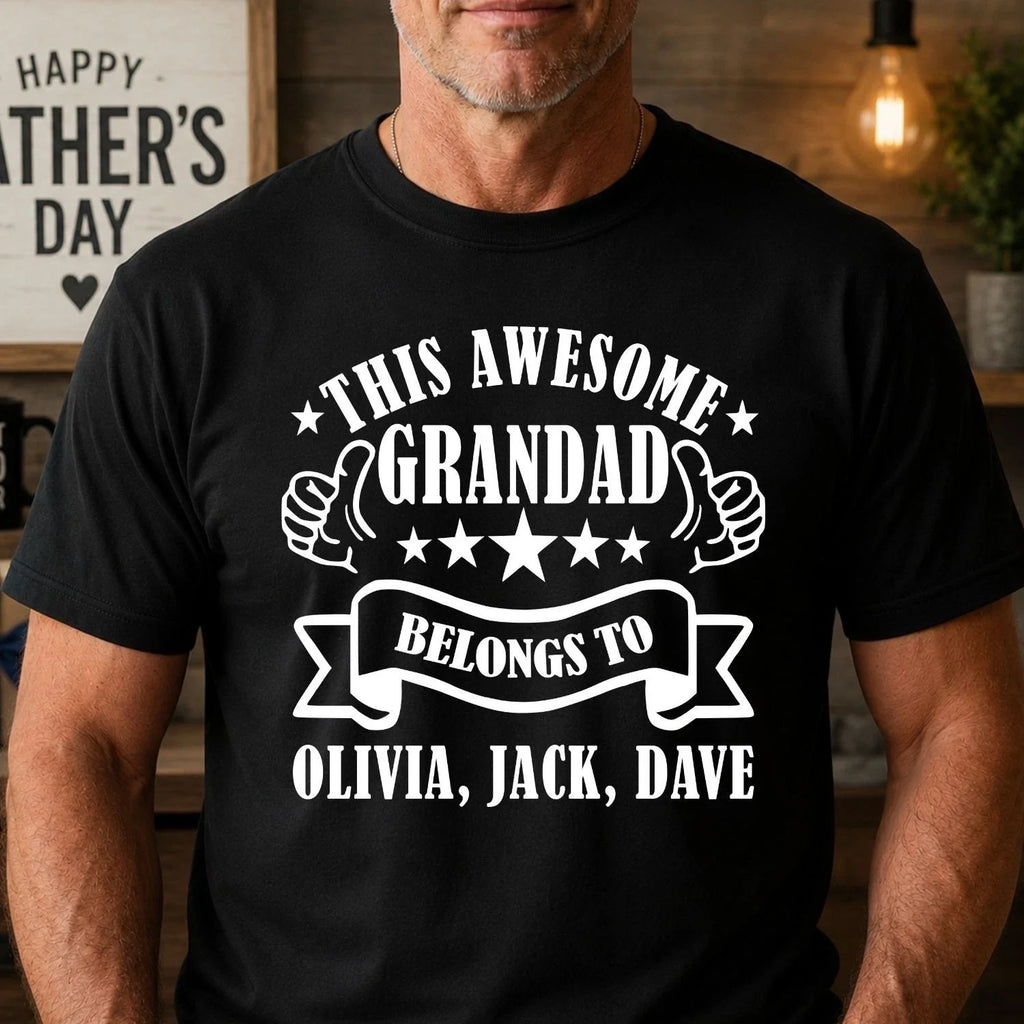 Personalised Grandad T Shirt Custom Family Gift Fathers Day Grandpa Xmas Tee Top
