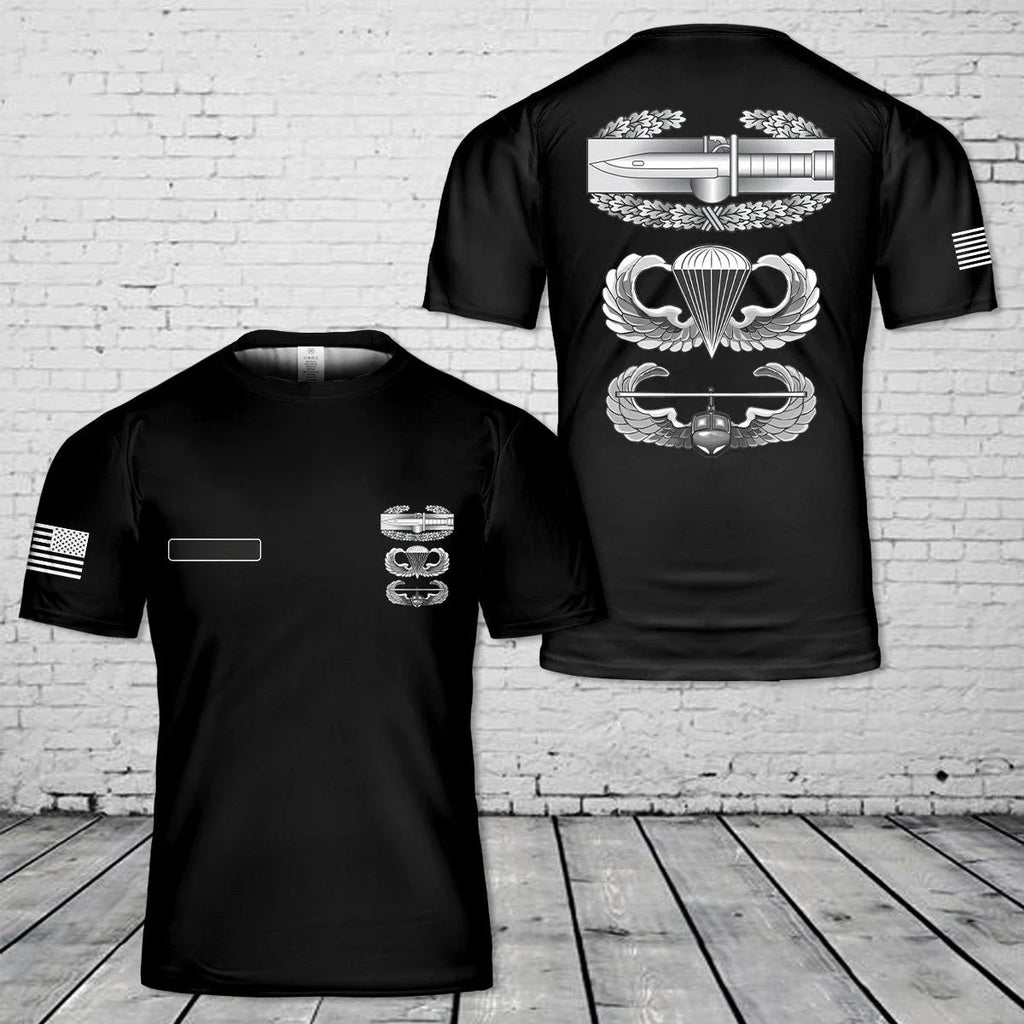 Custom Name US Army Air Assault School Air Assault Badge Combat 3D T-Shirt HS285