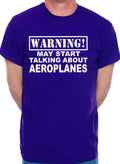 Warning May Talk About Aeroplanes Plane Spotter Funny Mens T-Shirt Size S-5XXL