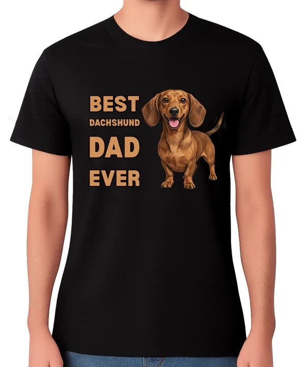 Best Dachshund Dad Ever Funny Wiener Dog Lover Gift T-Shirt Father Tee