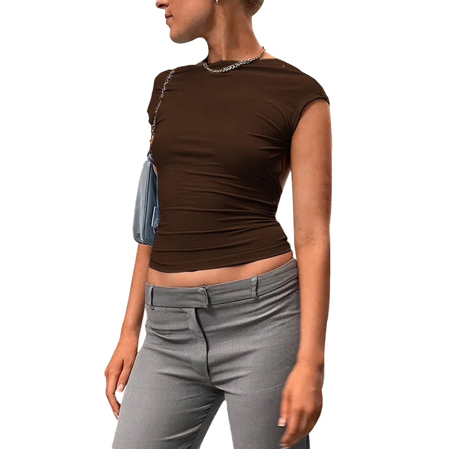 Backless Slim Fit Tee Stylish Open Back Top For Summer Recommended GEV