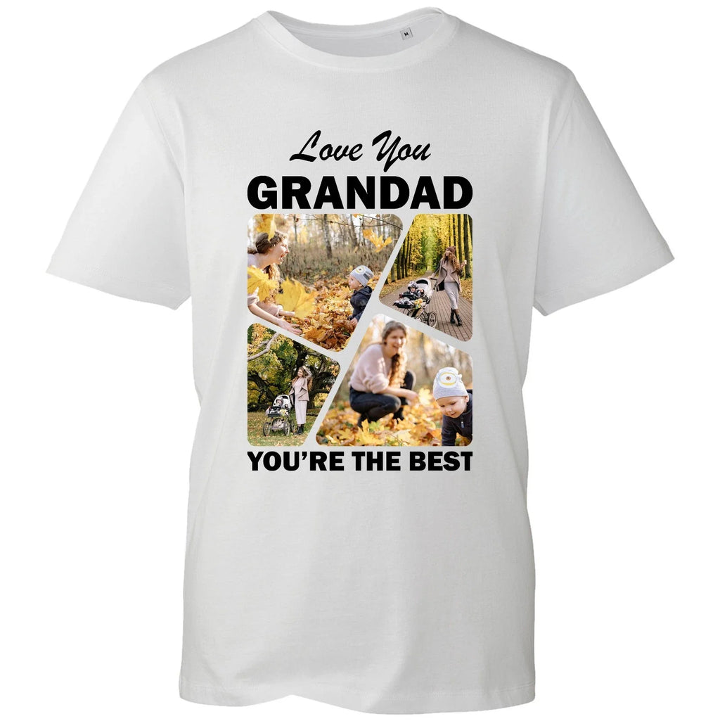 Love You Grandad T Shirt Men White Cotton Custom Photo Personalised Gift Top New