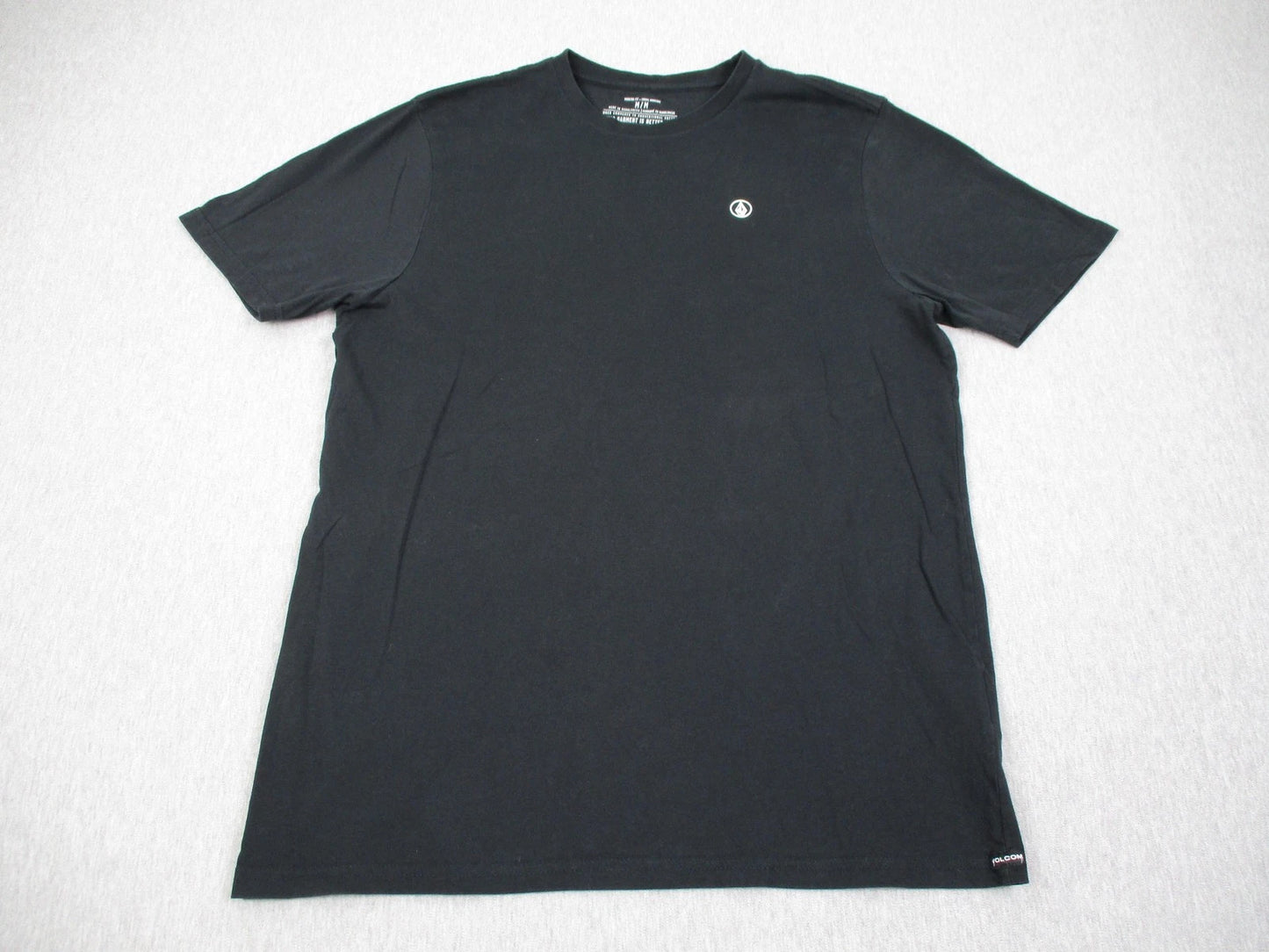 Volcom Shirt Mens Medium Black Modern Fit Organic Cotton Logo Tee Tagless