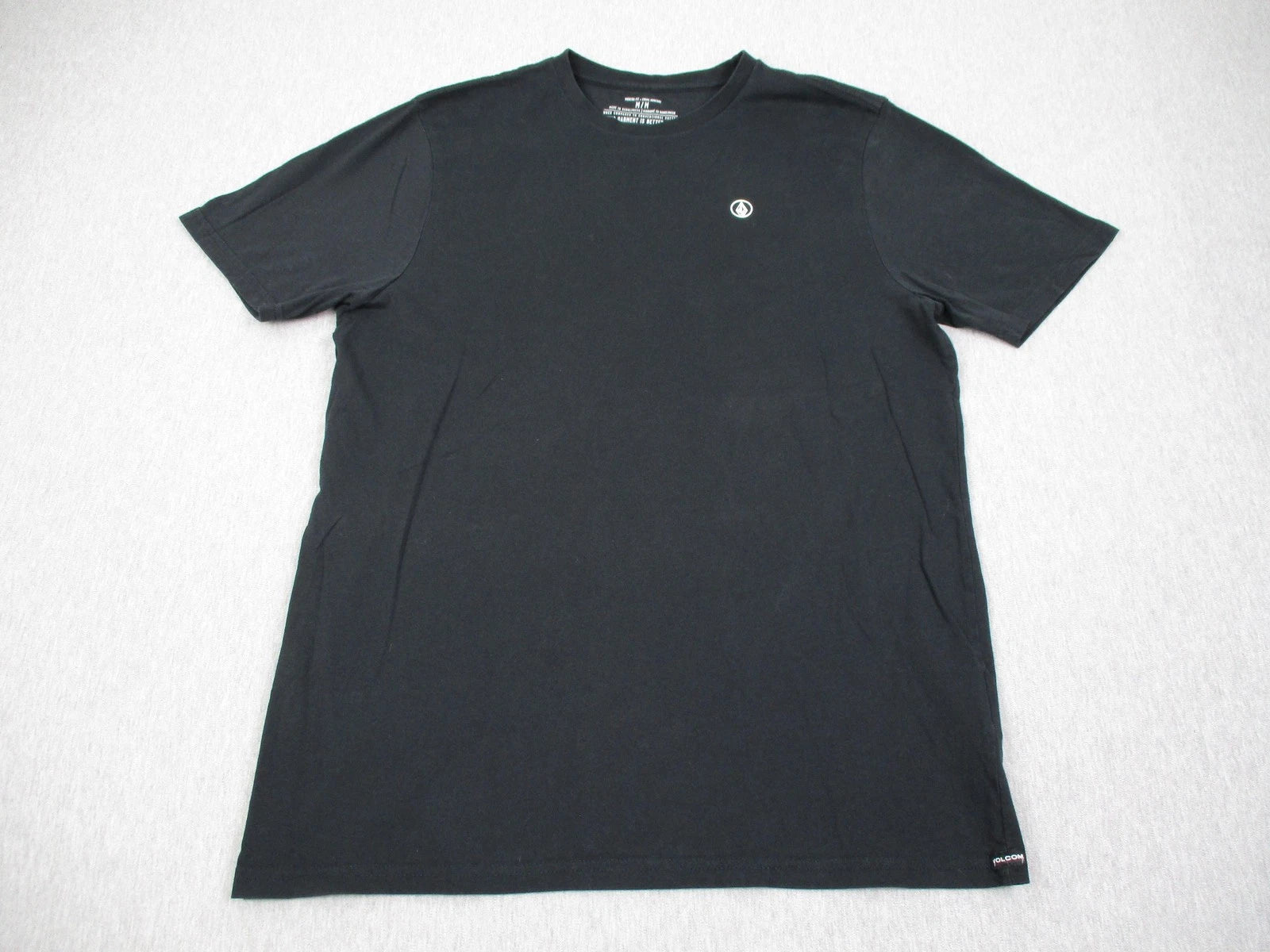 Volcom Shirt Mens Medium Black Modern Fit Organic Cotton Logo Tee Tagless
